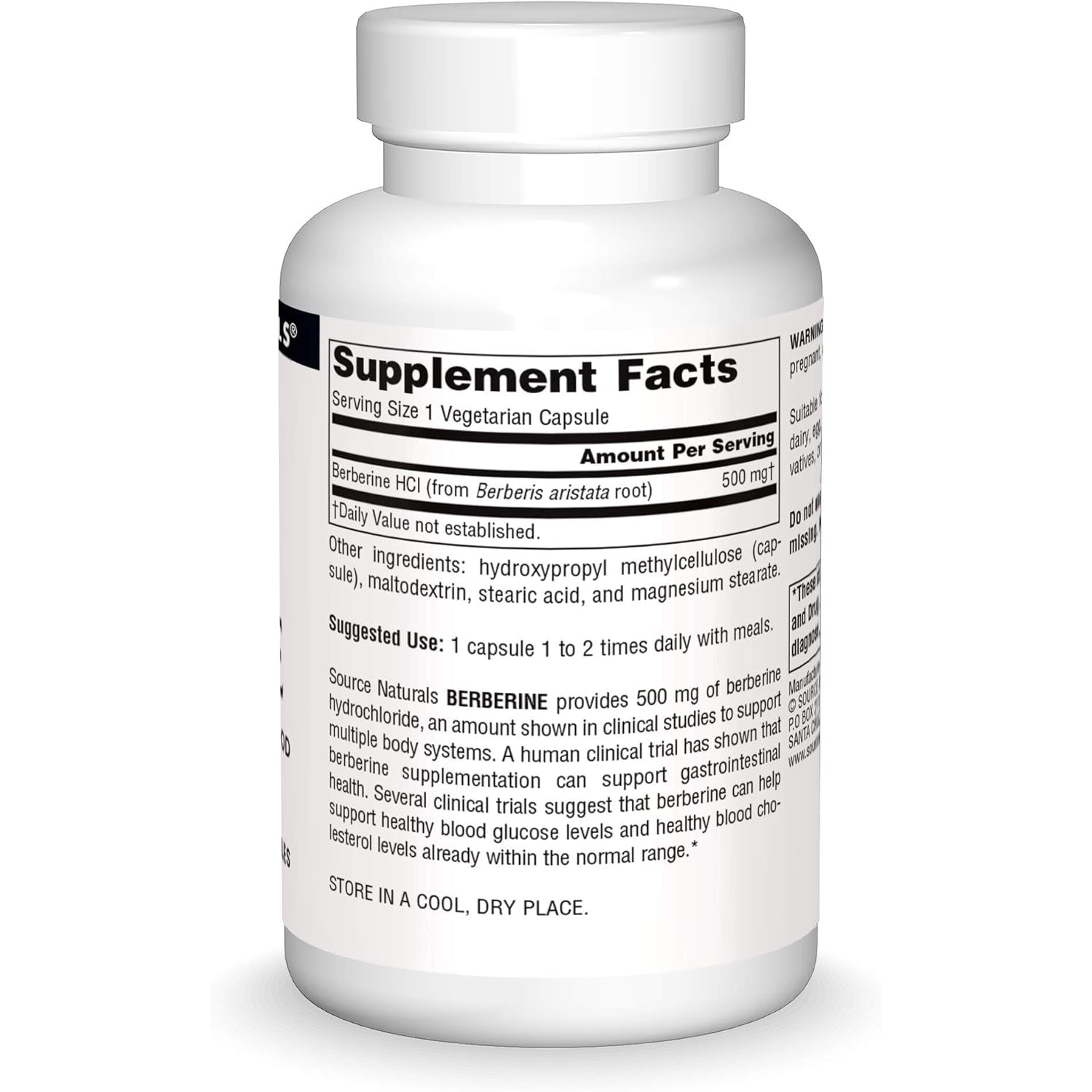 Source Naturals Berberine Vegetable Capsule, for Gastrointestinal Support* - 60 Vegetarian Capsules