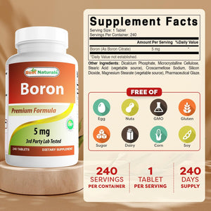 Best Naturals Boron Supplements 5 Mg 240 Tablets (240 Count (Pack of 1))