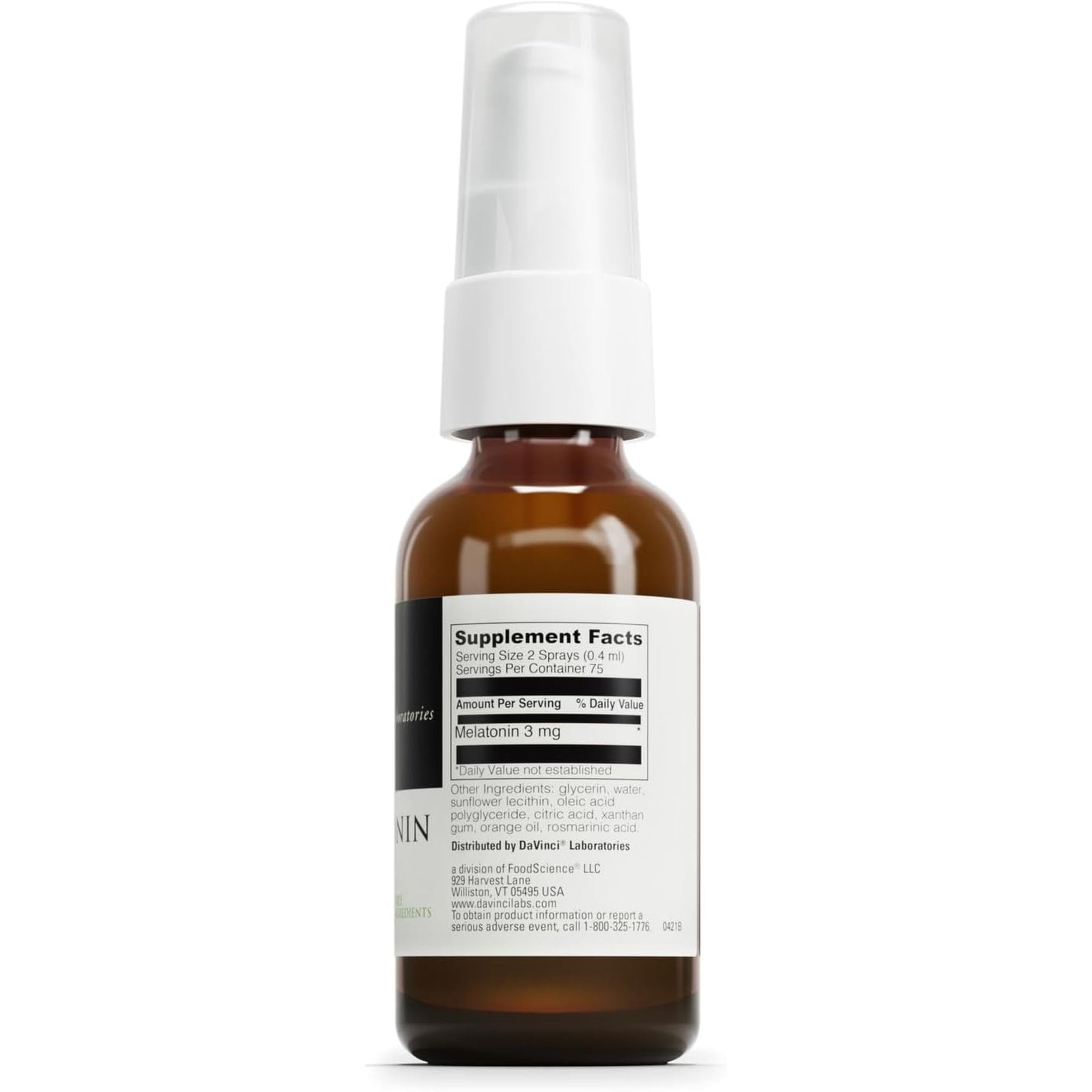 DAVINCI Labs Liposomal Melatonin Spray - Sleep Support Supplement - Bedtime Spray with 3Mg Melatonin per Serving - Fast-Acting Formula - Supports Restful Sleep - 30 Ml