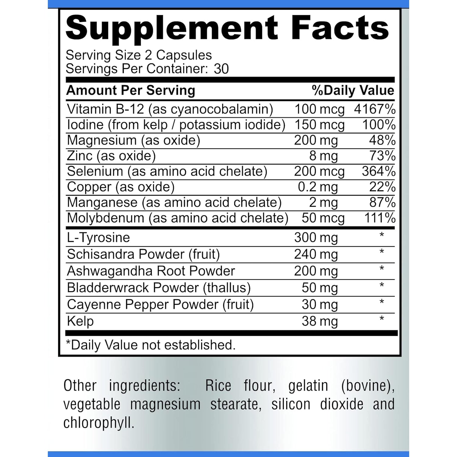 Thyroid Support with Iodine - Metabolism Booster, Energy Booster, Increase Focus - Premium Non-Gmo Thyroid Supplement 60 Capsules