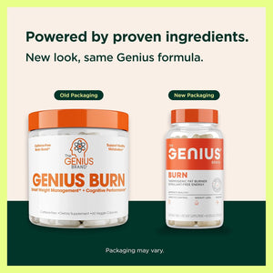 Genius Thermogenic Fat Burner, 60 Diet Veggie Pills - Weight Loss & Metabolism Supplement, Appetite Suppressant & Energy Booster - Caffeine-Free Nootropic Focus & Brain Boost - Ashwagandha & Teacrine