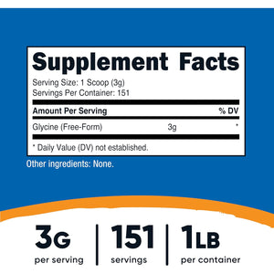 Nutricost Glycine Powder 1Lb - Non-Gmo, Gluten Free