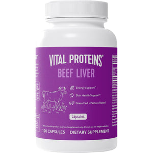 Vital Proteins Grass Fed Beef Liver Capsules, Desiccated Liver Supplement, 750Mg Liver Pills, 120 Count
