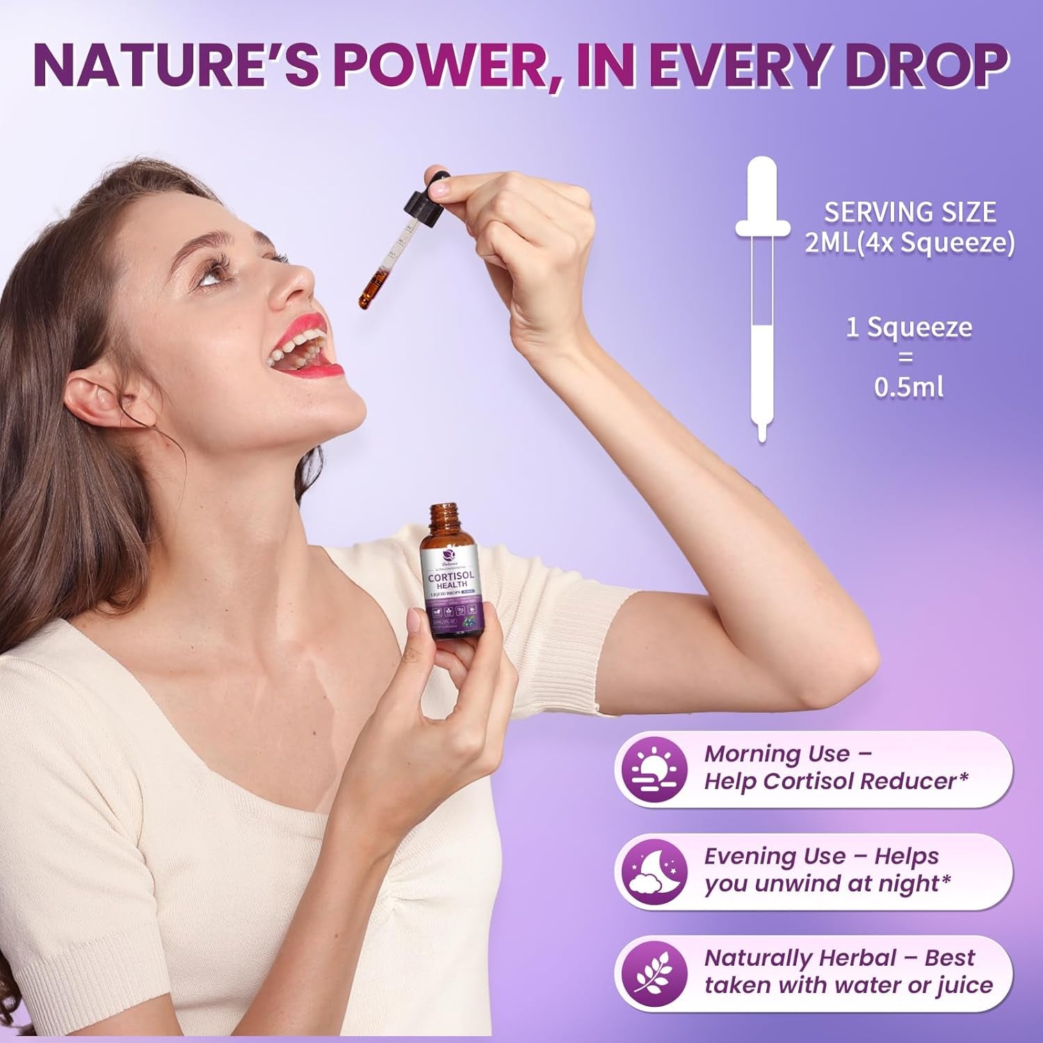 Cortisol Supplements for Women, Cortisol Reducer Manager Detox with KSM-66® Ashwagandha, Kava, Lemon Balm & Vitamin C B5 B6, Lower Cortisol, Hormone Harmony Liquid Drops, 2 FL.OZ, Blueberry Flavor