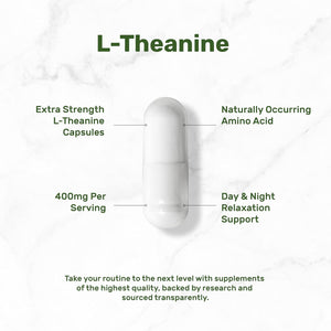 L-Theanine 400Mg, 400 Capsules – Extra Strength Theanine Supplement – Amino Acids for Focus & Relaxation Support – Non-Gmo & Gluten Free