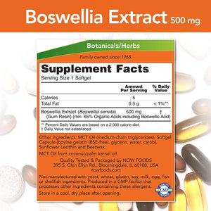 NOW Foods Boswellia Extract 500 Mg Softgels, 90 Count X 2