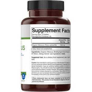 Brieofood Organic Hibiscus 1500Mg, 45 Servings, Vegetarian, Gluten Free, 90 Vegetarian Tablets