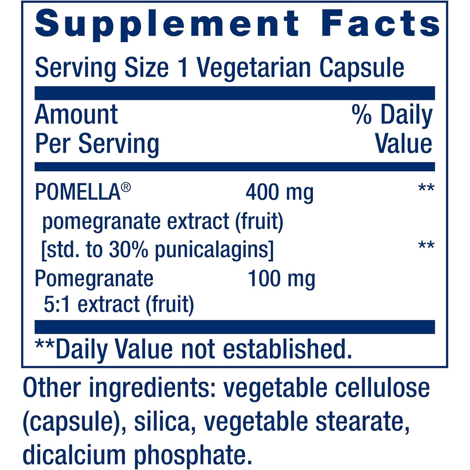 Life Extension Pomegranate Fruit Extract, 500 Mg, Antioxidant Polyphenols for Cardiovascular Health, Superfood, Gluten Free, Non-Gmo, Vegetarian, 30 Capsules