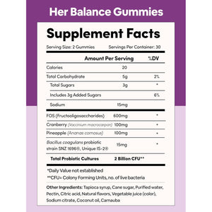 Black Girl Vitamins Her Balance Vaginal Probiotic Gummies – Ph Balance & Odor Support, Feminine Health + Urinary Tract Support, 2B CFU Lactobacillus, Vegan, Gluten-Free, Halal (30-Day Supply)