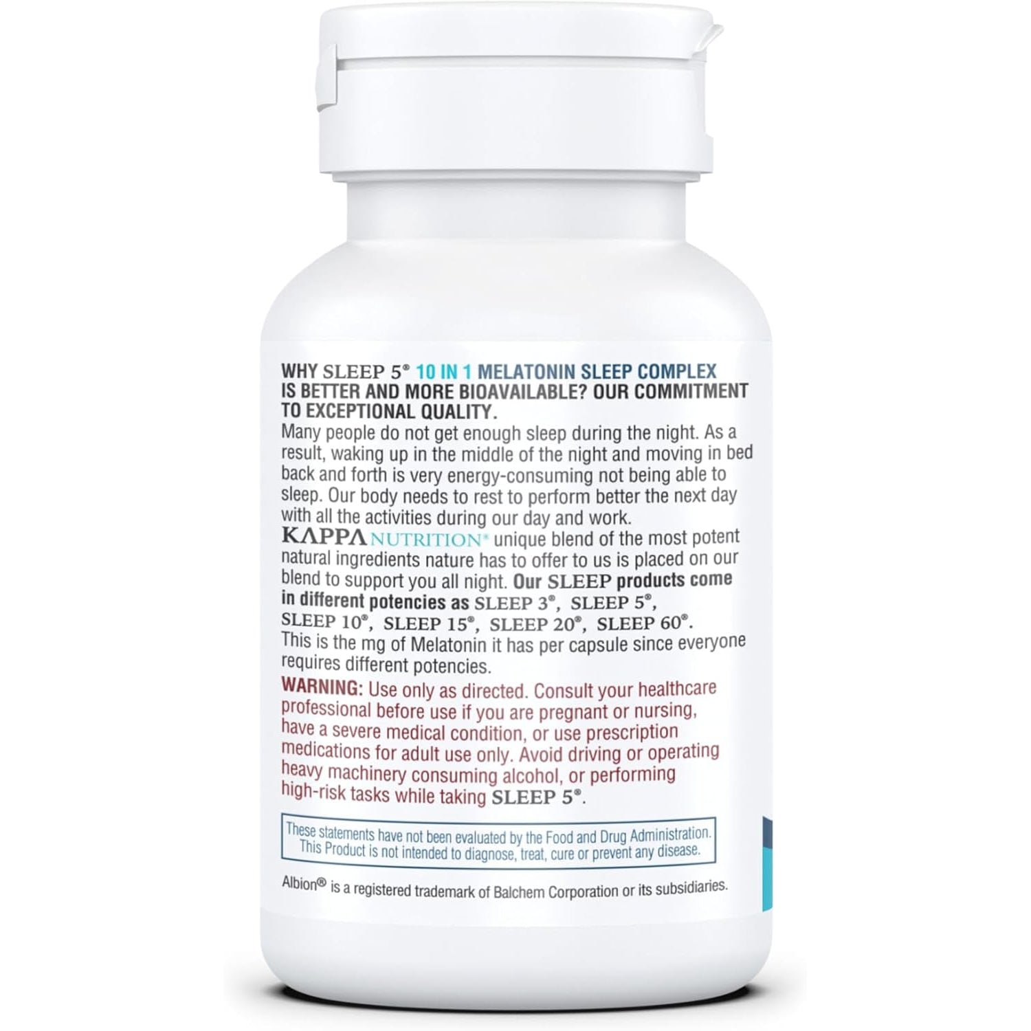 KAPPA NUTRITION Sleep 5, Sleep Aid, 5Mg of Melatonin, 60-Day Supply, Non-Habit Forming Vegan Capsules Natural Ingredients for Easier Bedtime, Herbal Supplement, Valerian Root, Chamomile Non-Gmo