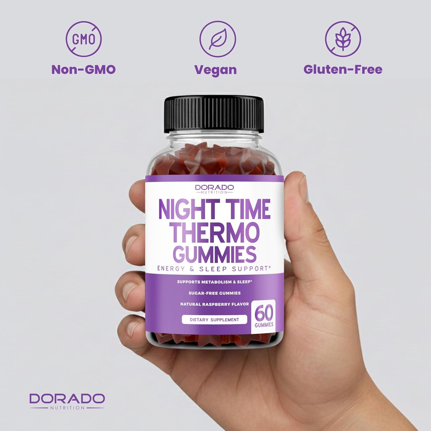 Night Time Fat Burner Gummies (60 Count) Weight Loss & Metabolism - Sugar-Free - Delicious Raspberry Flavored Melatonin Supplement Gummies - Vegan Safe - Third Party Tested - Made in USA