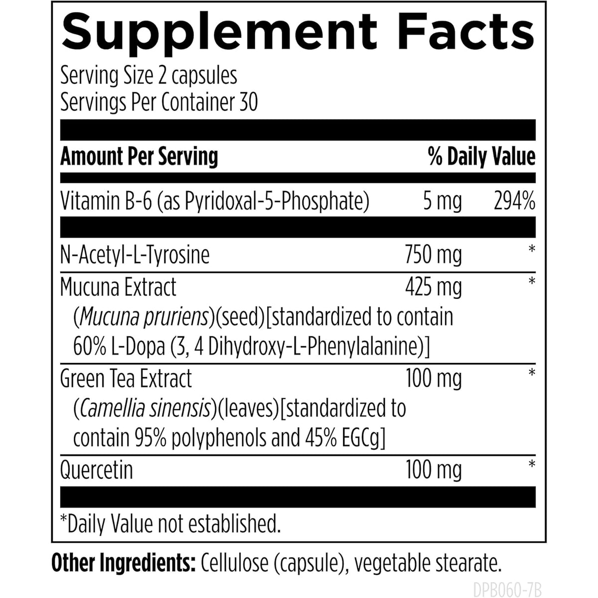 Designs for Health Dopaboost - Cognitive + Mood Support - Acetyl-L-Tyrosine, Mucuna Extract, Vitamin B6 - Vegan (60 Capsules)