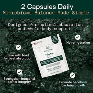 Adapt Naturals 4-In-1 Biome Protect Prebiotics, Probiotics Supplement Postbiotics & Polyphenols for Microbiome, Gut Health & Defense for Women & Men, 30 Day Supply