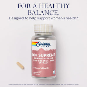 SOLARAY DIM Supreme - DIM Supplement 100Mg - Diindolylmethane DIM Complex with Broccoli Seed Extract and Bioflavonoids - Women'S Health and Balance Support - 60-Day Guarantee - 60 Servings, 60 Vegcaps