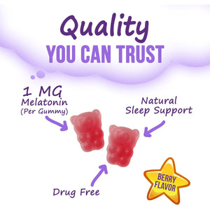 Kids Melatonin Gummies - 2Mg Melatonin per Serving - Children'S Melatonin Gummy for Restful Sleep - Best Children'S Chewable Sleep Supplement - Vegan, Non-Gmo, Natural Berry Flavor - 60 Gummies