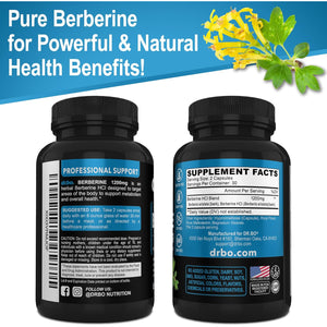 Berberine Supplement Capsules - 1200Mg Berberine HCL Supplement for Healthy Metabolic Support - Premium Natural Complex for Women & Men, Pure Support Capsules Supplements - 60 Pills