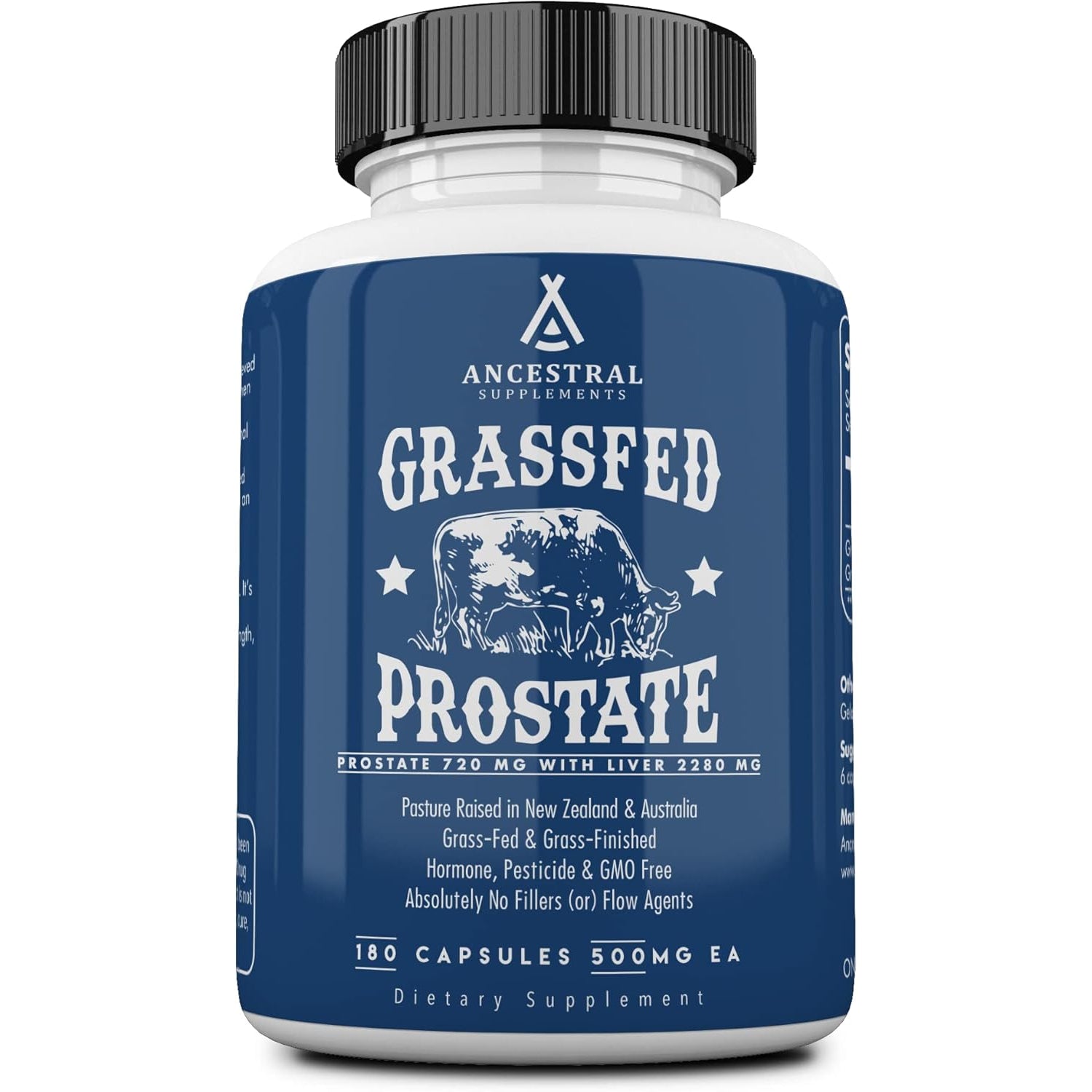 Ancestral Supplements Grass Fed Beef Prostate Supplements for Men with Liver, 3000Mg, Prostate Health Support Promotes Men'S Health, Non-Gmo, 180 Capsules