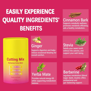 Cutting Drink Mix – Berberine, Chromium, 5-HTP, Yerba Mate & Magnesium | Strawberry Açaí Flavor – 30 Servings