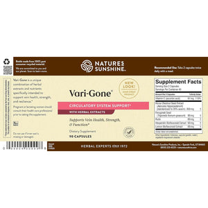 Nature'S Sunshine Vari-Gone, 90 Capsules, Varicose Vein Supplements with 7 Powerful Herbs and Nutrients That Support Circulation for Vein Health, Strength, and Function