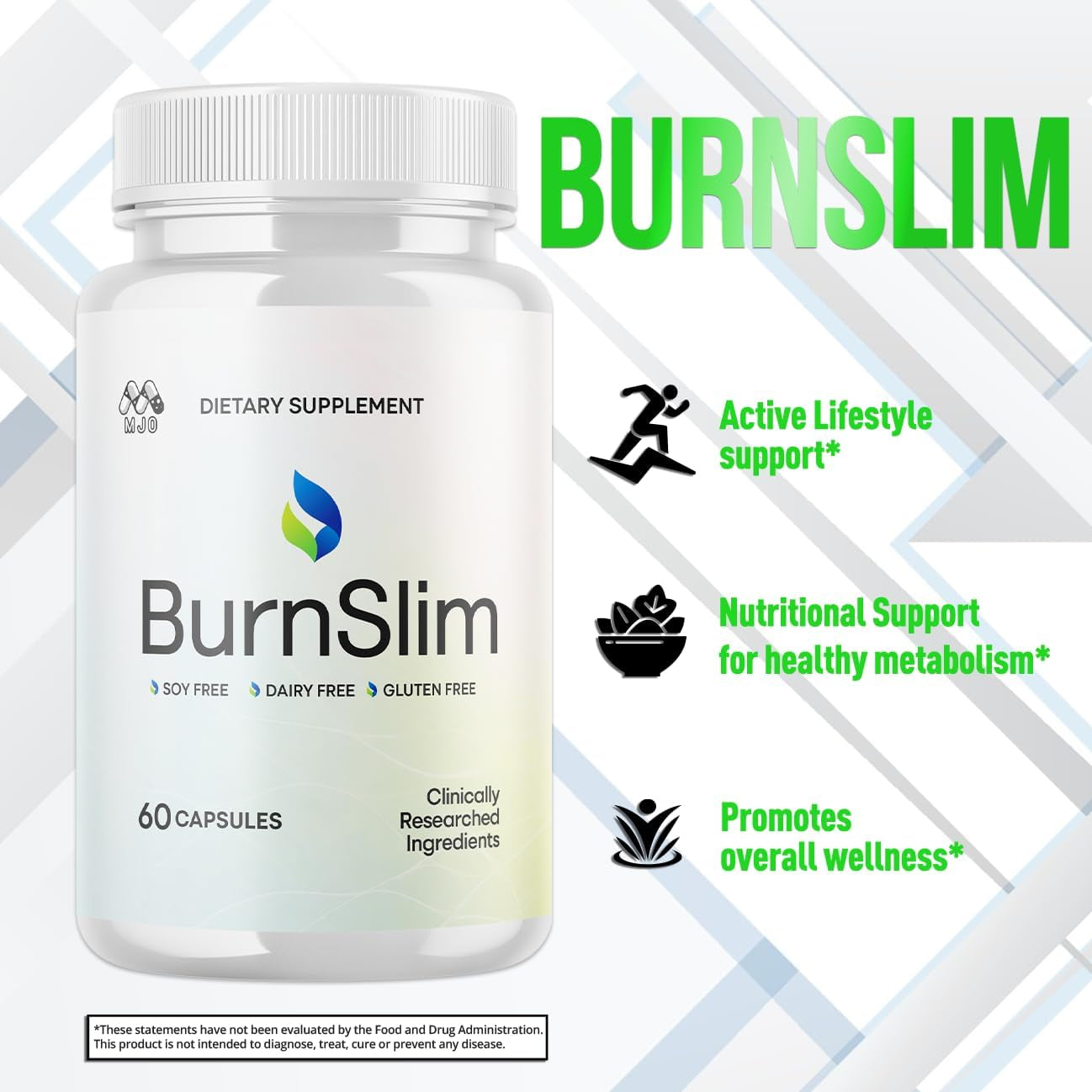 Burn Slim Capsules, Official Burnslim Pills with All Natural Ingredients, Advanced Burn Slim Health and Wellness Vitamin Supplement Supporting Active Lifestyle for Women and Men (60 Capsules)