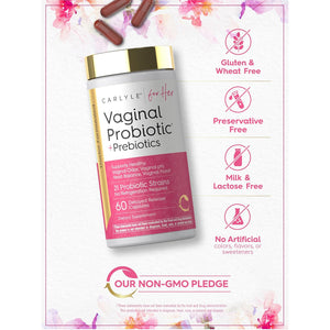 Carlyle Vaginal Probiotics for Women | 60 Capsules | with Prebiotics | Supports Healthy Odor, Ph, Yeast Balance, and Flora | Vegan, Non-Gmo, Gluten Free | for Her