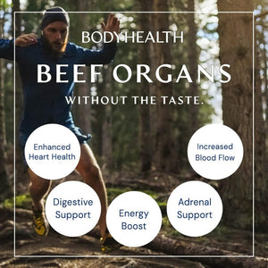 Bodyhealth Organ+ Grass-Fed Glandular Organ Complex, Grassfed Beef Organ Supplement, Dessicated Beef Liver, Heart, Kidney, Pancreas, Spleen, Non GMO, Adrenal, Supplement, (150 Capsules)