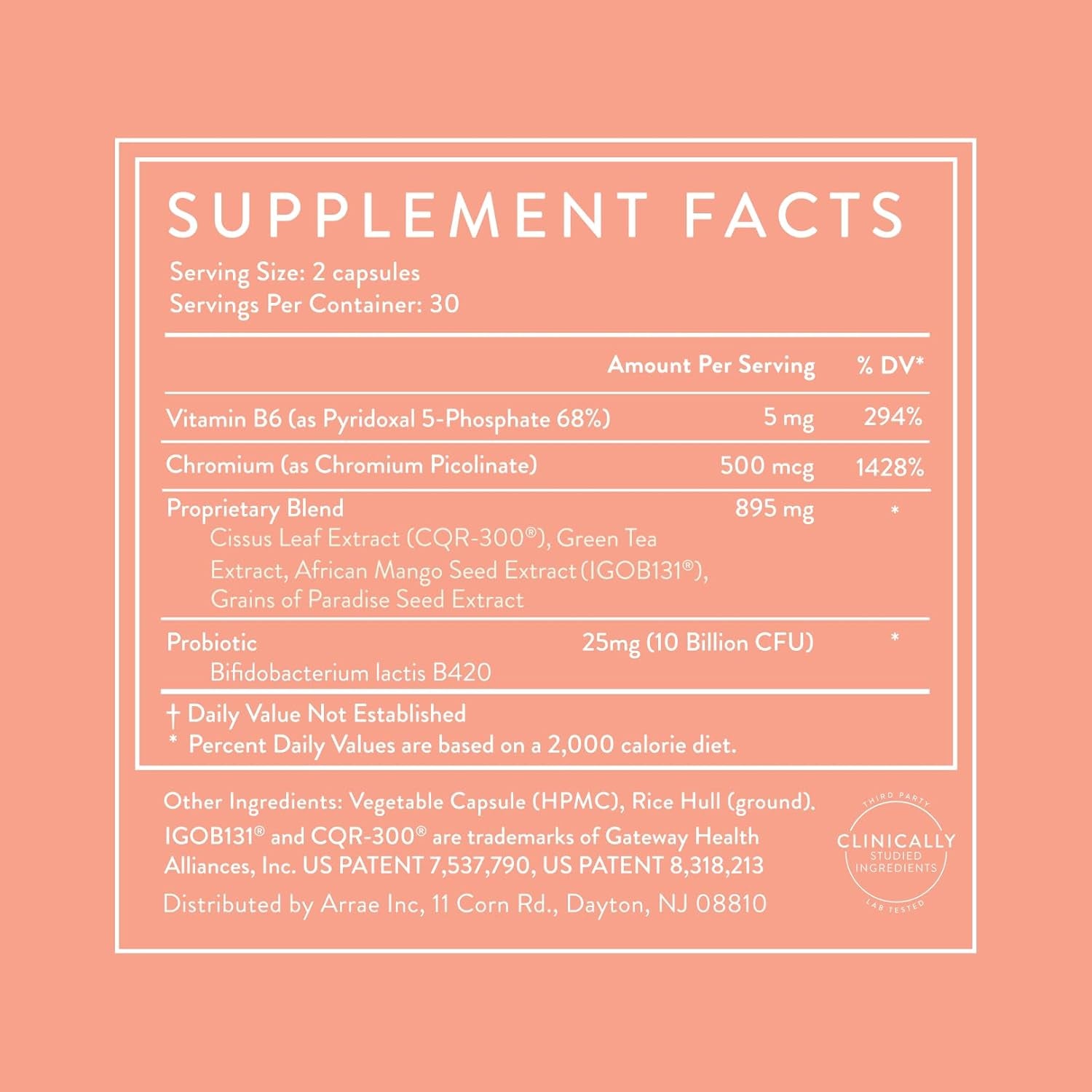 Arrae MB-1, Natural Dietary Supplement, Control Appetite, Increase Energy, Support Healthy Metabolism, 60 Capsules