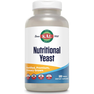 KAL Nutritional Yeast Supplement, Fortified W/ B12, Biotin, Folic Acid, Other B Vitamins, Naturally Occurring Amino Acids, Healthy Hair, Skin & Energy Support, Vegan, Gluten Free, 83 Serv, 500 Tablets
