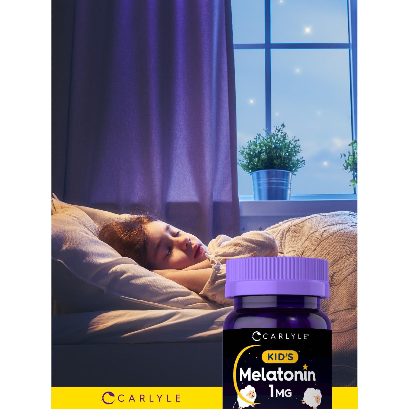 Carlyle Kids Melatonin 1Mg | 120 Chewable Tablets | Fruit Flavor | Vegetarian Supplement | Non-Gmo, Gluten Free Formula