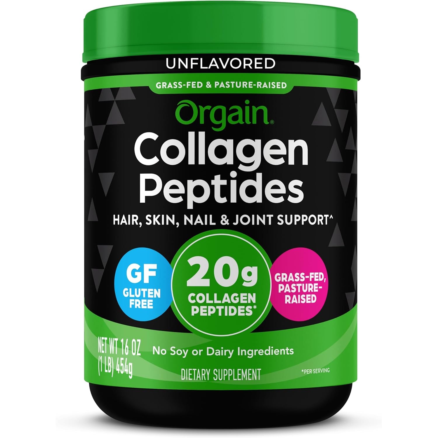 Orgain Hydrolyzed Collagen Peptides Powder for Women & Men, 20G Grass Fed Collagen, Unflavored - Hair, Skin, Nail, & Joint Support Supplement, Paleo & Keto, Non-Gmo, Type I and III, 1Lb