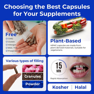 Empty Vegan Capsules Size 00-100 Count DIY Vegetable Capsules