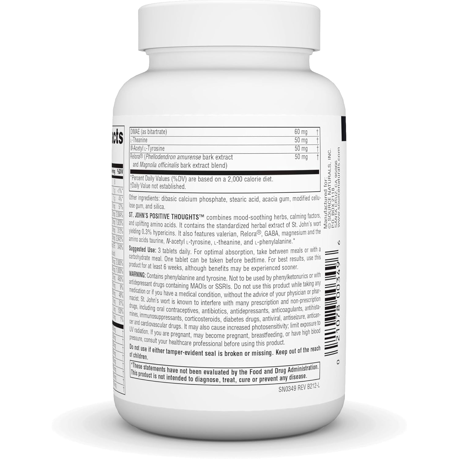 Source Naturals St. John'S Positive Thoughts, Supports a Good Mood* - 90 Tablets