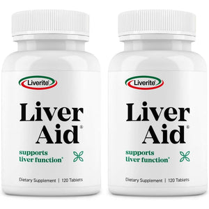 LIVERITE Liver Aid 2-Pack 120 Tablets (Total 240Ct) Supports Healthy Liver Function, Cleansing, Energy & Daily Wellness