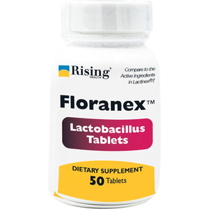 Rising Health - Floranex Tablets - Lactobacillus Probiotic Dietary Supplements - 50 Tablets