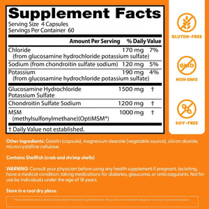 Doctor'S BEST Glucosamine Chondroitin MSM - Joint Health Support Supplement for Women & Men, Nutritional Support for Joint Strength, Hair, Skin, & Nails, Gluten Free, Non GMO - 240 Capsules