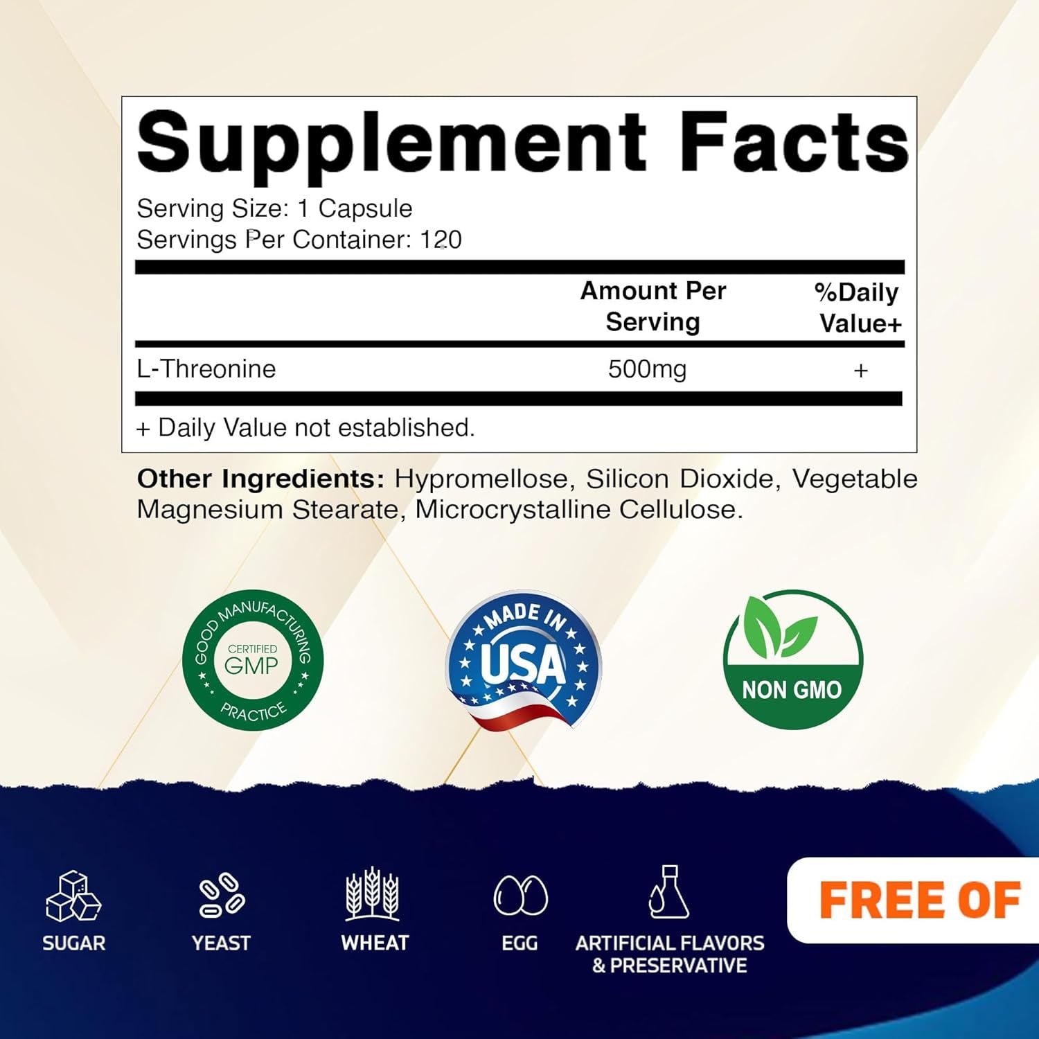 Vitamatic L-Threonine 500Mg – 120 Vegetable Capsules Promotes Healthy Liver, Cardiovascular & Structural Function