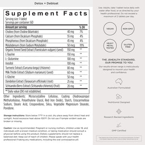 Jshealth Detox + Debloat. Bloating Relief for Women with Milk Thistle, Turmeric, and Fennel. Liver Health and Gut Support. Nutritionist-Formulated (60 Tablets)