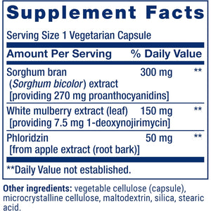 Life Extension Tri Sugar Shield®, Sorghum Bran, White Mulberry, Phloridzin Apple Polyphenol, Three Botanical Extracts Promote Healthy Glucose Metabolism, Gluten-Free, Non-Gmo, Vegetarian, 60 Capsules