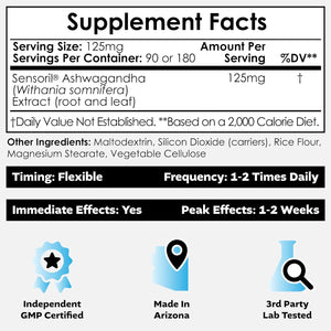 Nootropics Depot Sensoril Ashwagandha Capsules | 125Mg | 180 Ct. | Ayurveda Supplement | Standardized Withania Somnifera Extract | to Support Healthy Energy, Mental Cognition + Cardiovascular Health