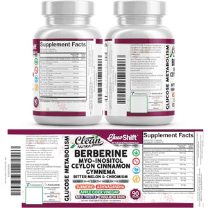 Clean Nutra Berberine Supplement Myo-Inositol Ceylon Cinnamon Gymnema Bitter Melon Chromium Complex for Digestion, Antioxidant Support & Wellness 90 Vegan Capsules Non-Gmo