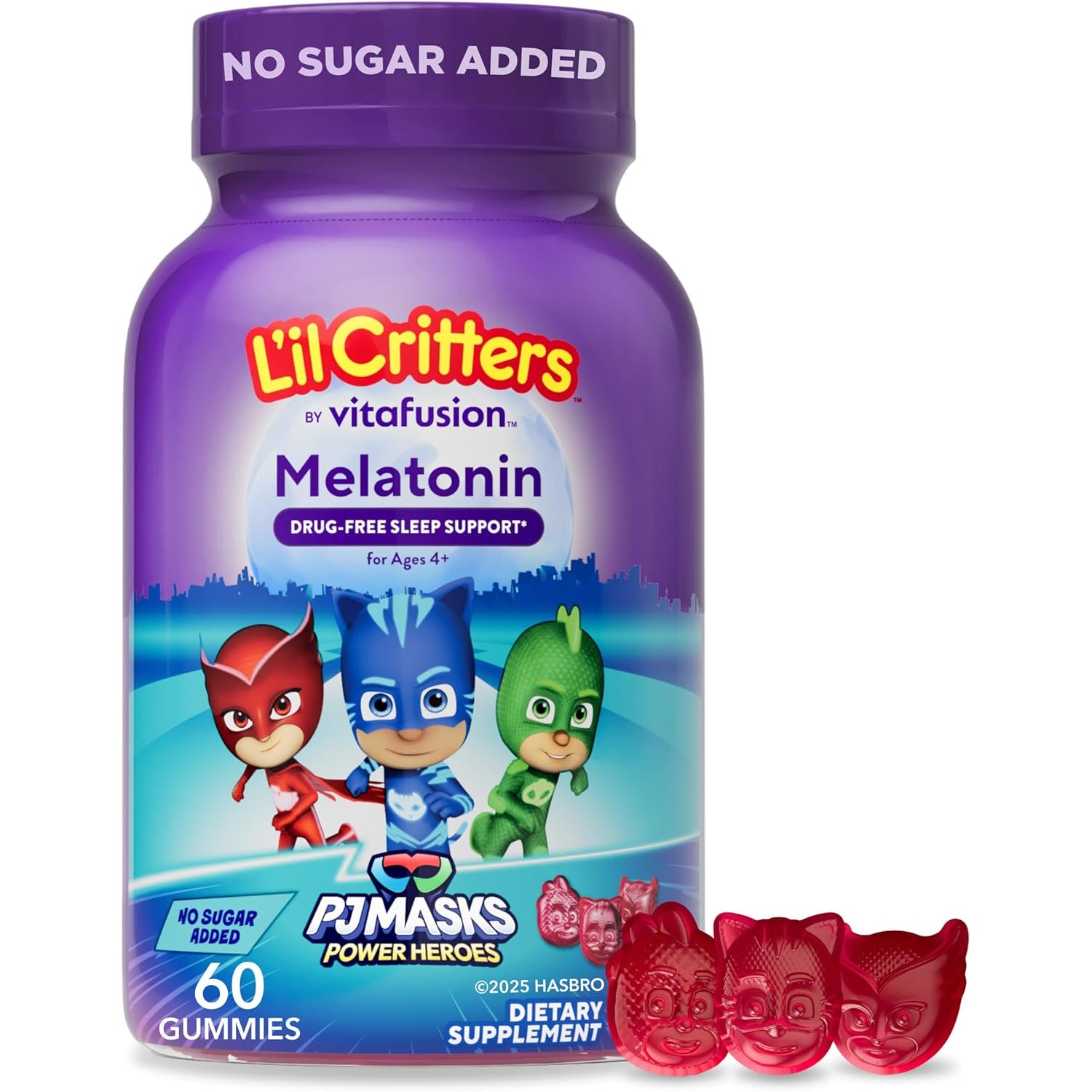 L'Il Critters PJ Masks Melatonin Gummy Supplements, 60 Gummies