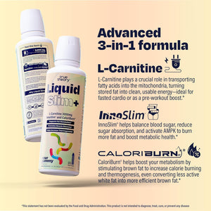 Liquid Slim – Advanced Liquid L-Carnitine 3000Mg with Caloriburn GP® and Innoslim®, Stimulant Free, Zero Calorie, Sugar Free, Sour Gummy Worms Flavor, 31 Servings