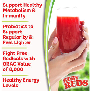 New Vitality Ruby Reds | Delicious Reds Powder Fruit & Vegetable Supplement with Potent Vitamins, Minerals, Enzymes, Herbs, Nutrients and Probiotics for Overall Health 11 Oz. (30 Servings)