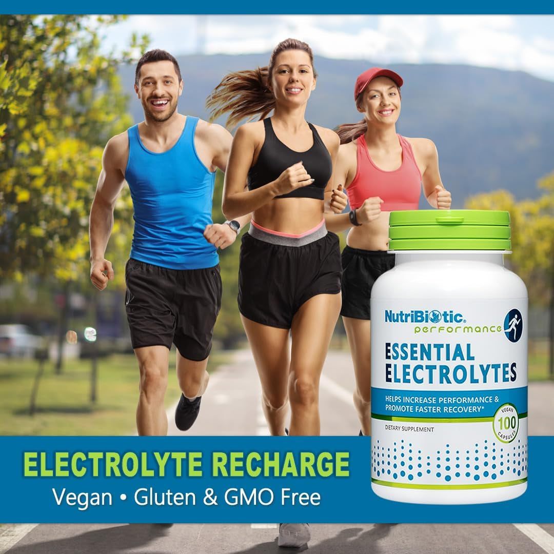 Nutribiotic Essential Electrolytes, 100 Ct Capsules | Supports Increased Performance & Faster Recovery | Pharmaceutical Grade Vitamin C with Electrolytes for Rehydration | Vegan, Gluten-Free & Non-Gmo