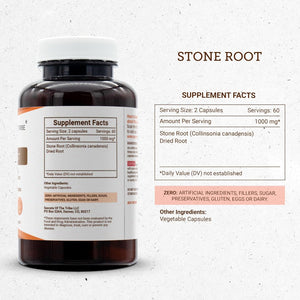 Secrets of the Tribe Stone Root 120 Capsules, 1000 Mg, Responsibly Farmed Stone Root (Collinsonia Canadensis) Dried Root (120 Capsules)