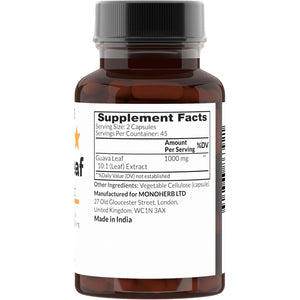 MONOHERB Guava Leaf 10:1 Extract 1000 Mg - 90 Capsules.