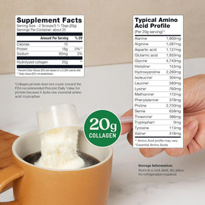 Bulletproof Unflavored Collagen Peptides Powder, 20G Grass-Fed Collagen Protein and Amino Acids for Skin, Bones and Joints, 17.6 Ounces