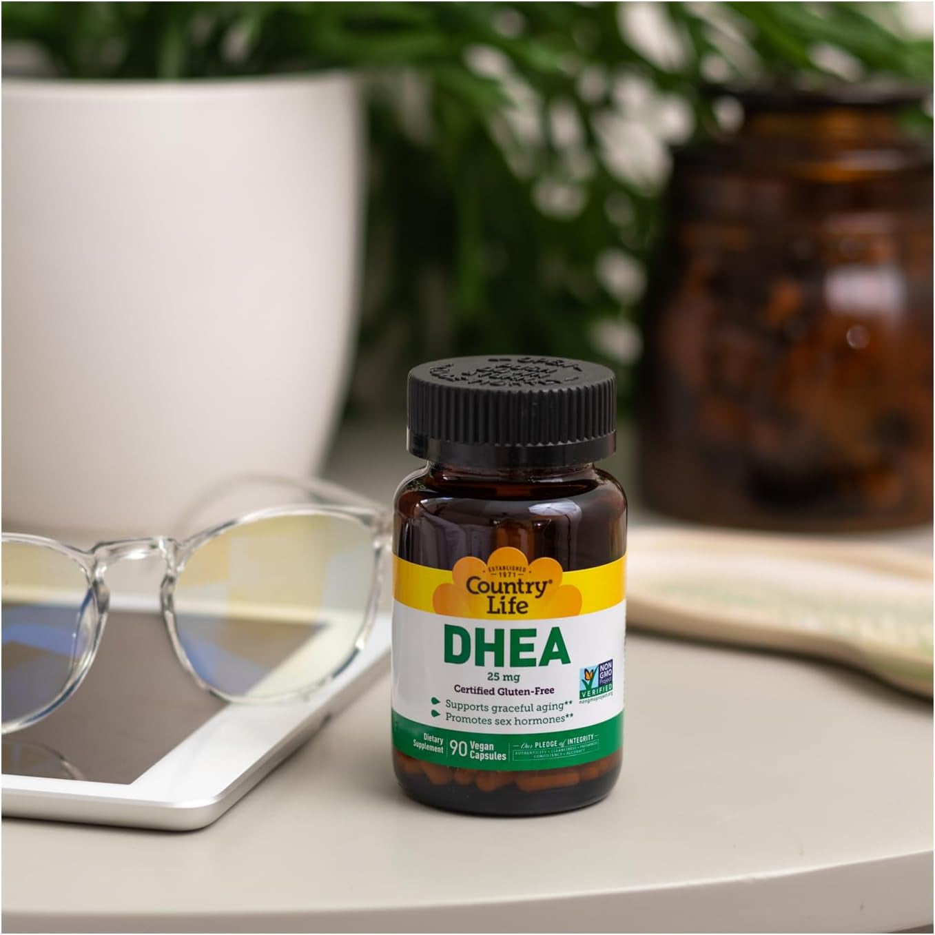 Country Life DHEA 25Mg, 90 Vegan Capsules, Certified Gluten Free, Certified Vegan, Non-Gmo Verified,