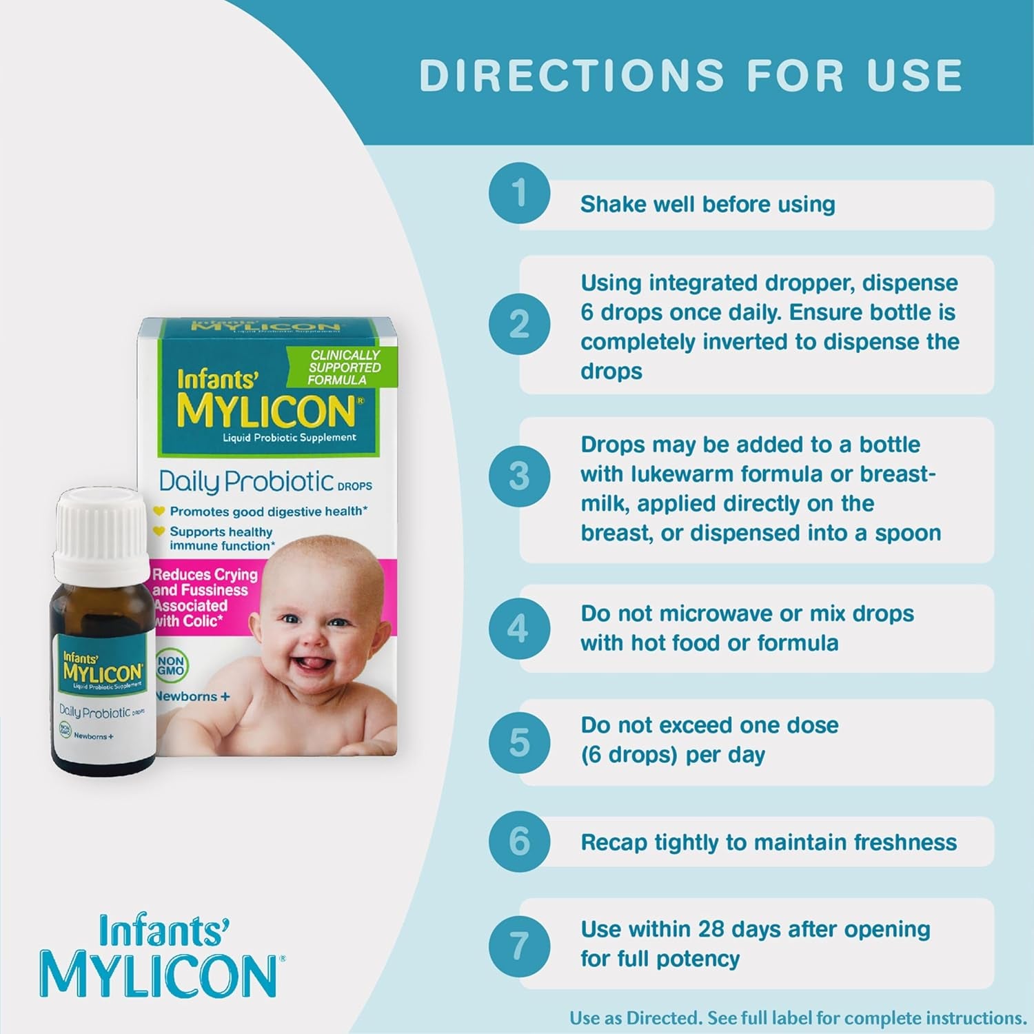 Infants' Mylicon Daily Probiotic Drops, for Colic and Fussiness, 8Ml, 21 Daily Doses