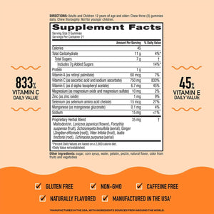 Airborne Immune Support Gummies, Assorted Fruit Flavor, 63 Ct - 750 Mg Vitamin C + Vitamins A, D & E + Zinc, Selenium, and Manganese | with Herbal Blend | Naturally Flavored
